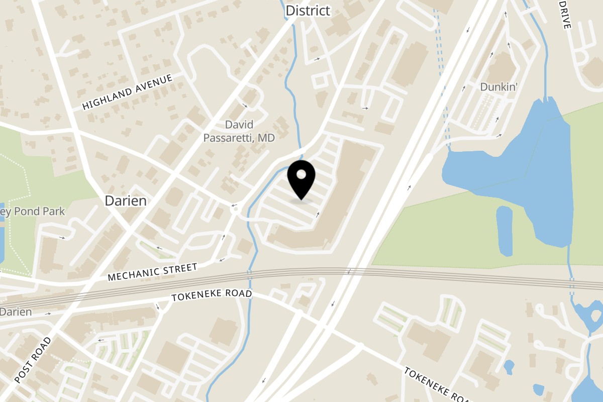 Map showing the location of Thai Time on 25 Old Kings Hwy N in Darien